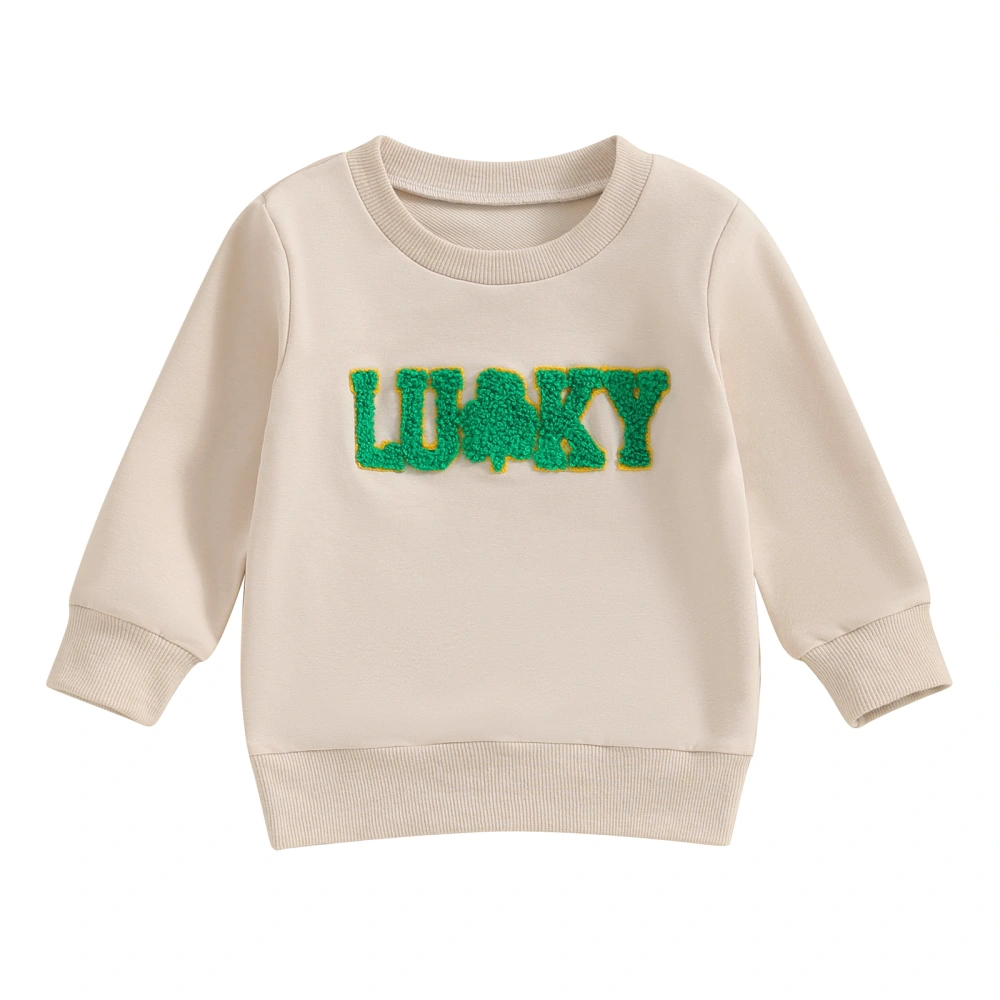 Baby Sweatshirts Shamrock Letter Embroidery Long Sleeve Pullovers