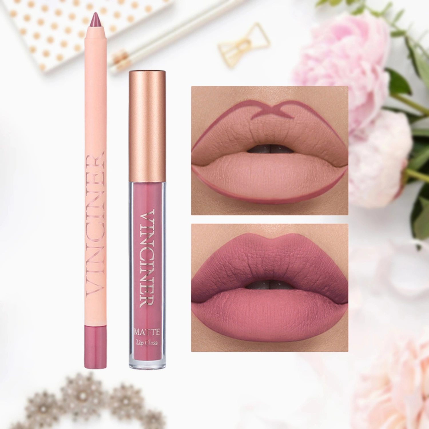 Matte Lipstick and Lip Liner Kit Velvet Lip Sticks Lip Tint Liner