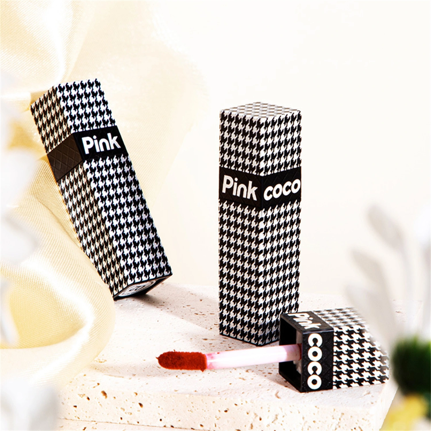 Houndstooth Lip Mud Matte Lip Gloss Long Lasting Liquid Lipstick 