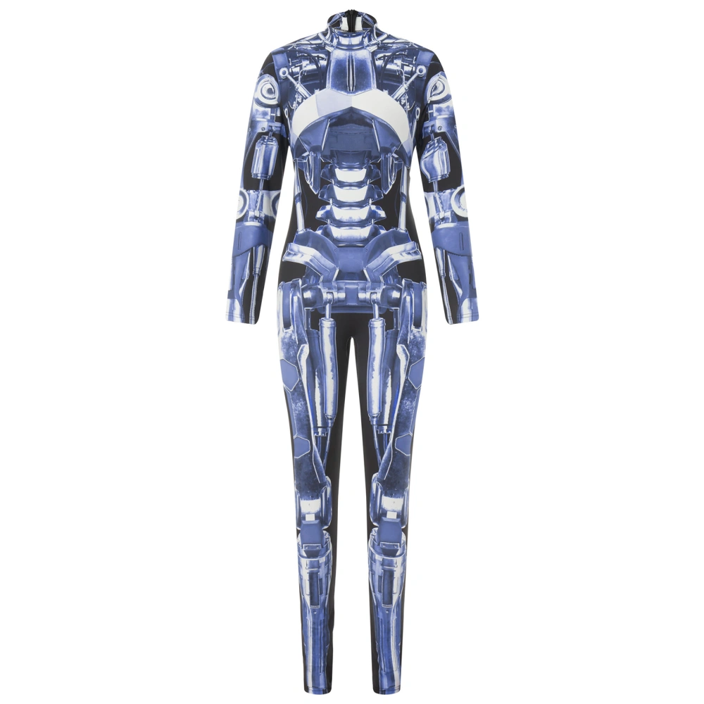 Women's Long Sleeve Armor Digital Print Jumpsuit Cosplay Costume