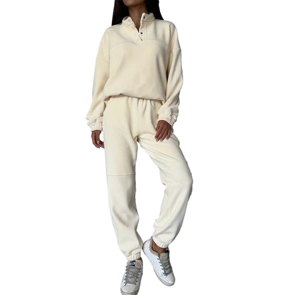 Women Fleece Outfits Long Sleeve Sweatshirts with Joggers Sweatpants