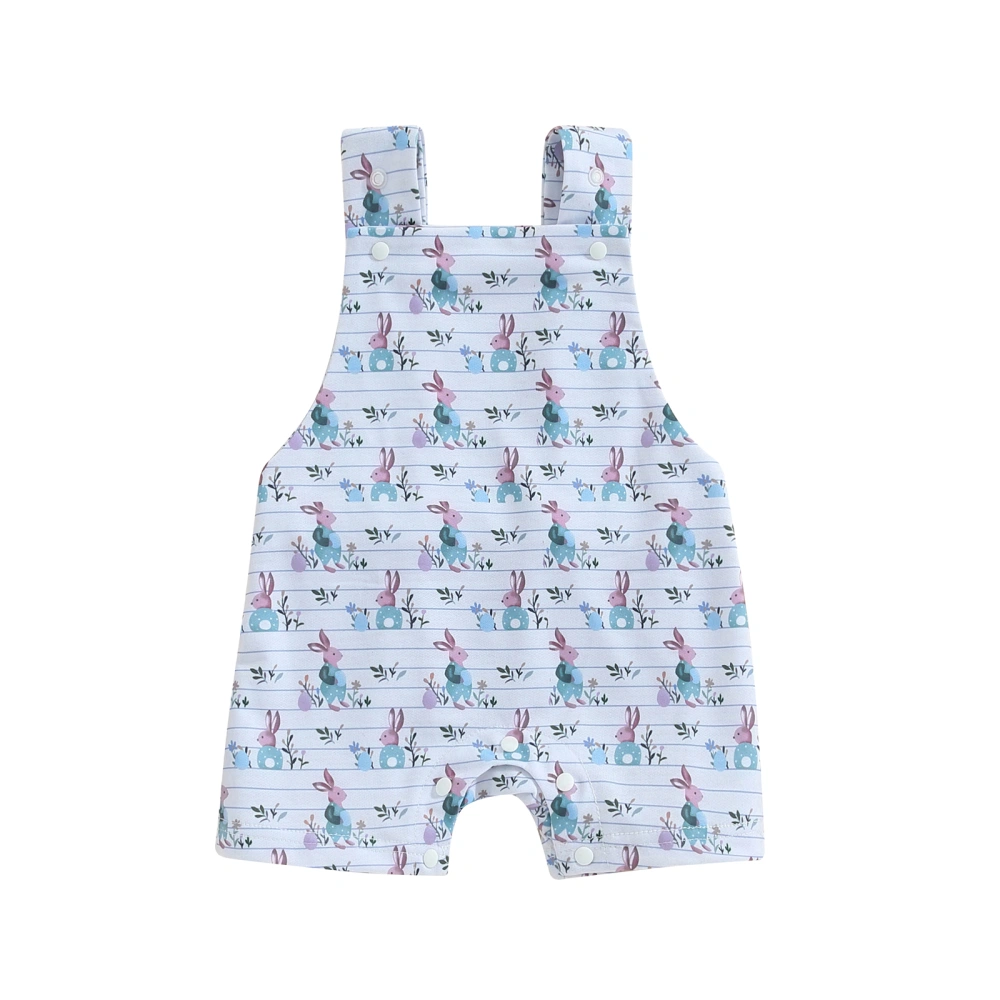 Sleeveless Rabbit Adjustable Strap Buckle Baby Girl Easter Romper 