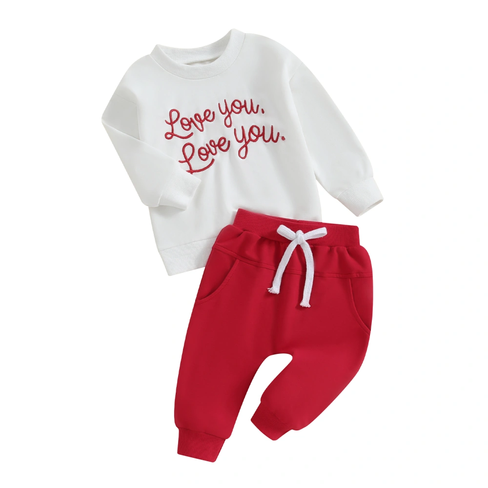 Boy Valentine's Day Letter Embroidery Long Sleeve Sweatshirt Pants