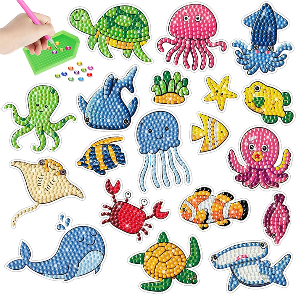 Kids Diamond Painting Stickers, Ocean Animal Diamond Art Crafts