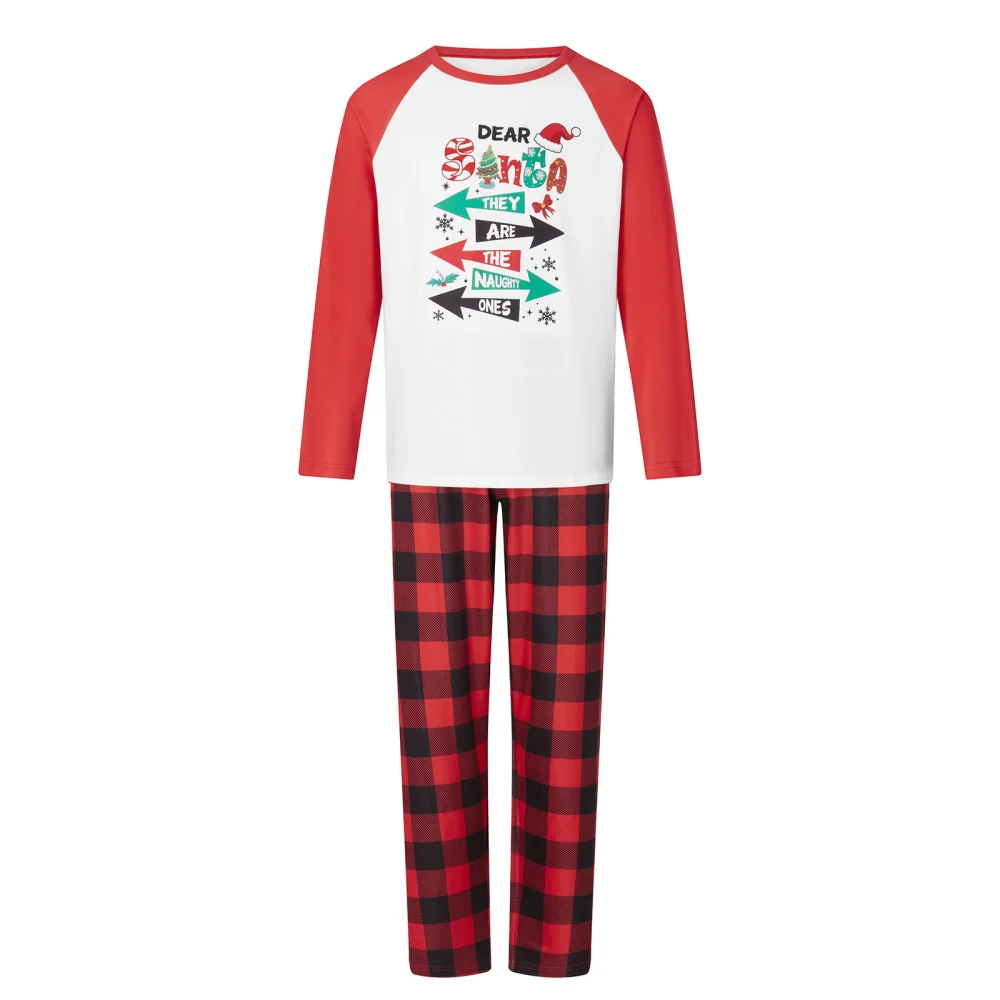 Christmas Pajamas for Family Long Sleeve Arrow Print Tops+Plaid Pants