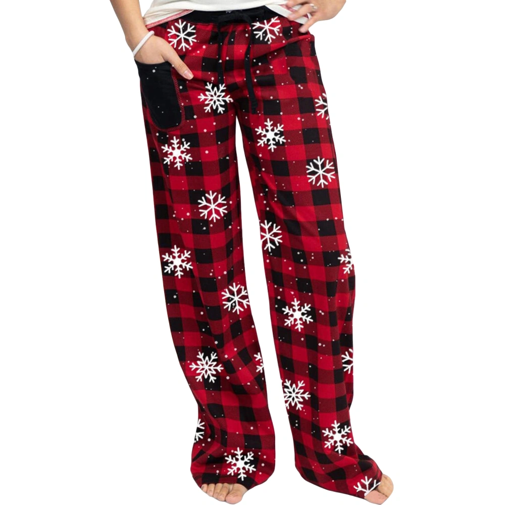 Women's Christmas Pajama Pants Plaid Snowflake Print Lounge Pants