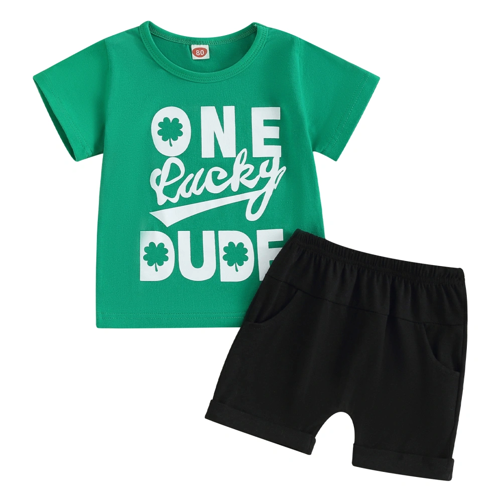 Toddler Boys Ireland Festival Outfits Shamrock Letter Print T-Shirts Shorts