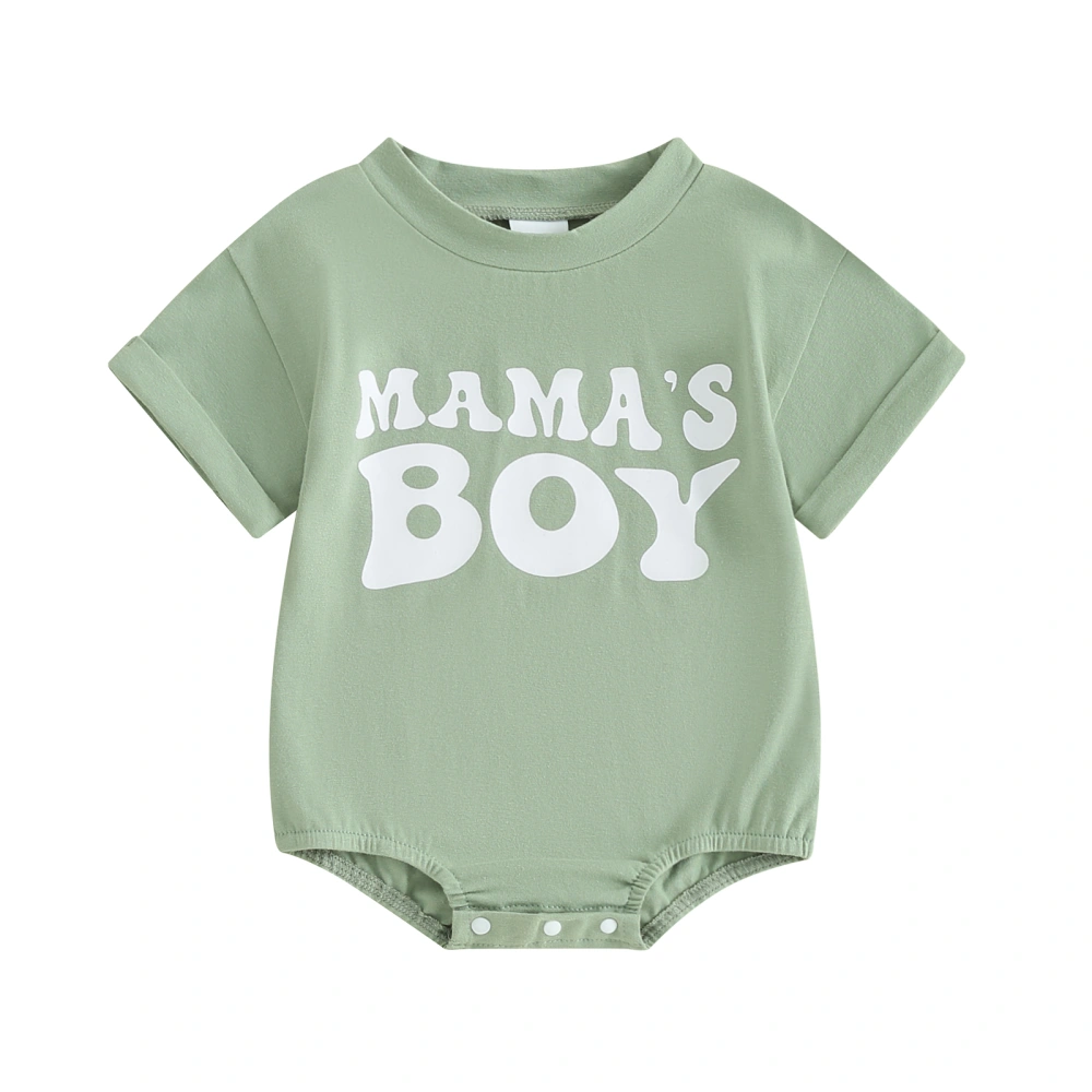 Infant Baby Boy Summer Jumpsuit Letter Print Round Neck Romper