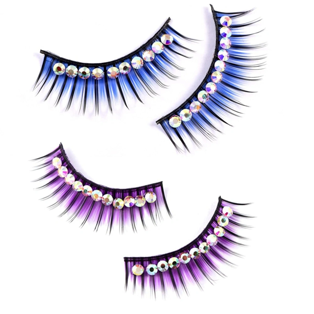 Fluffy False Eyelashes with Rhinestone Stage False Eyelashes