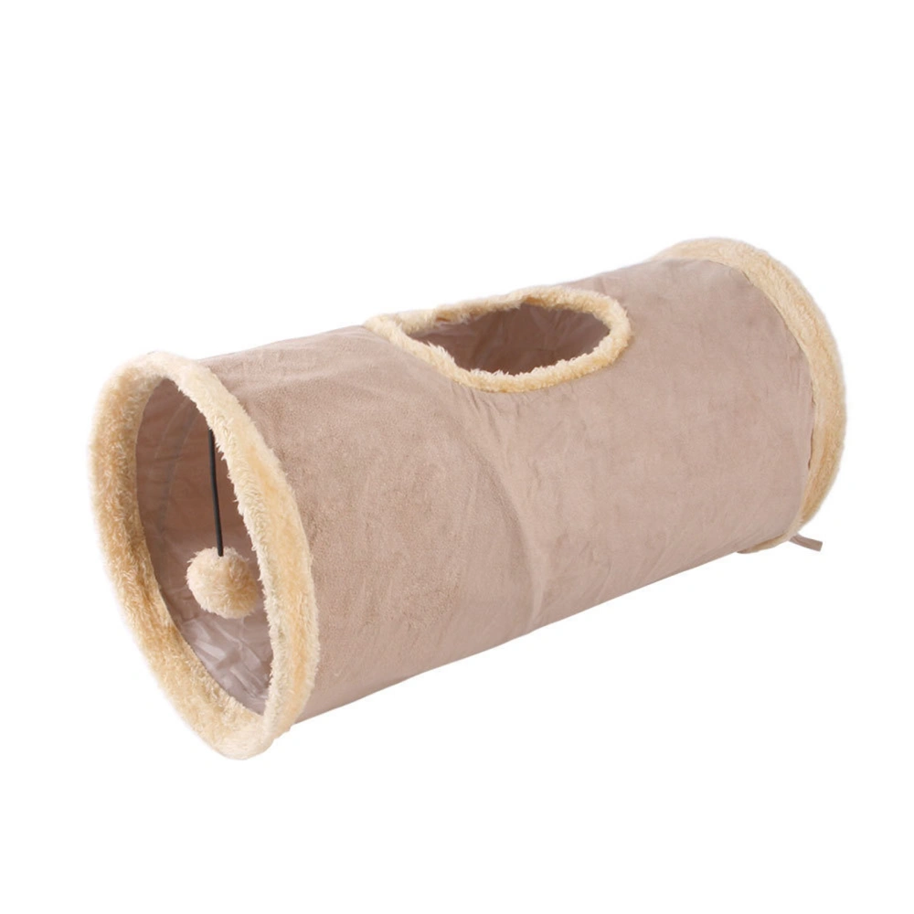 Foldable Cats Toy One Peek Hold with Ball Soft Suede Cat Play Tunnel