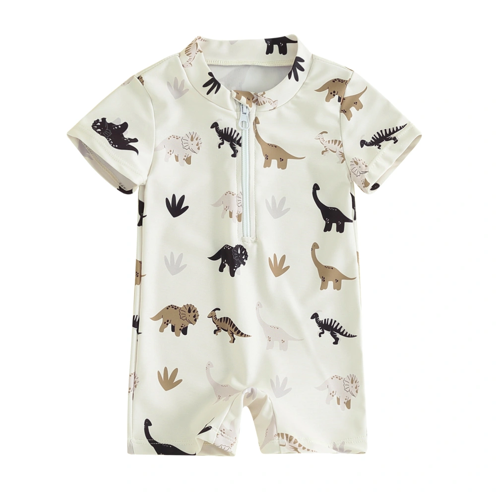 Kids Boys Summer Swimsuit Tree/Dinosaur Print Short Sleeve Jumpsuit