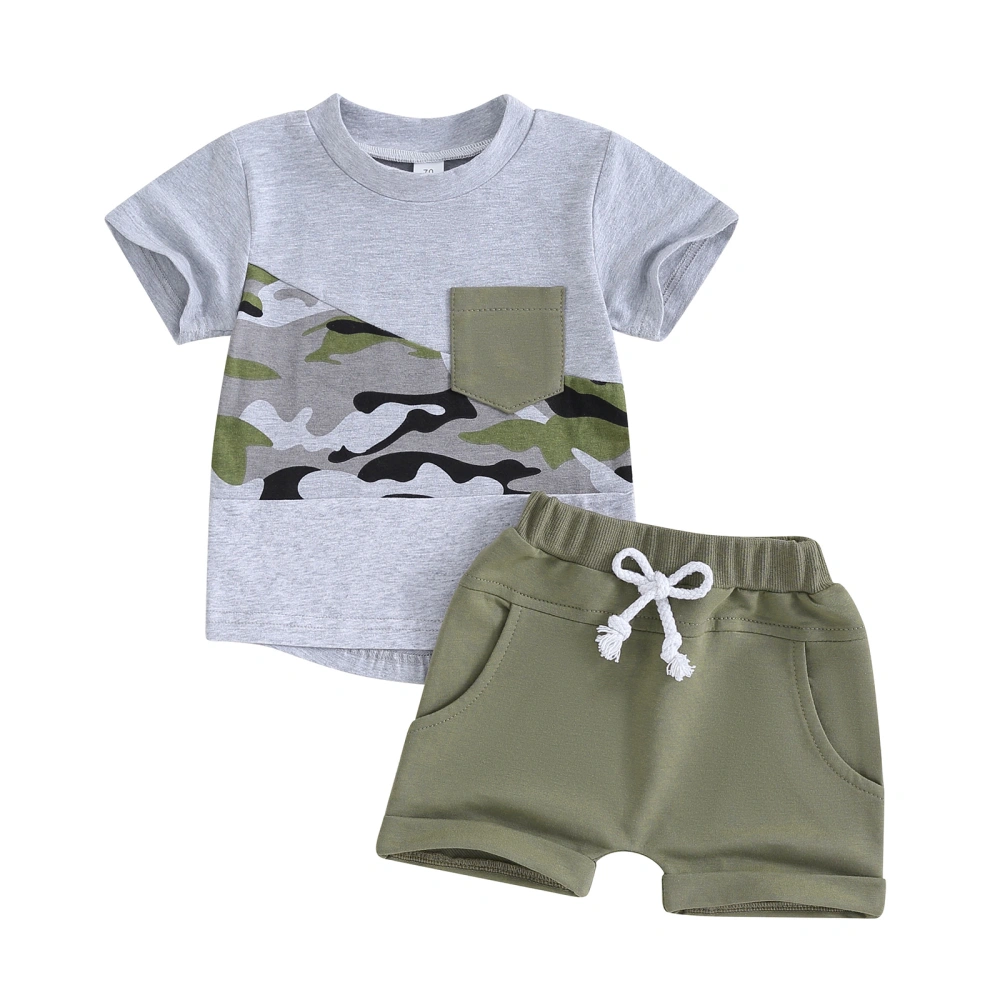 Short Sleeve Tops + Elastic Waist Shorts Infant Toddler Summer Outfit