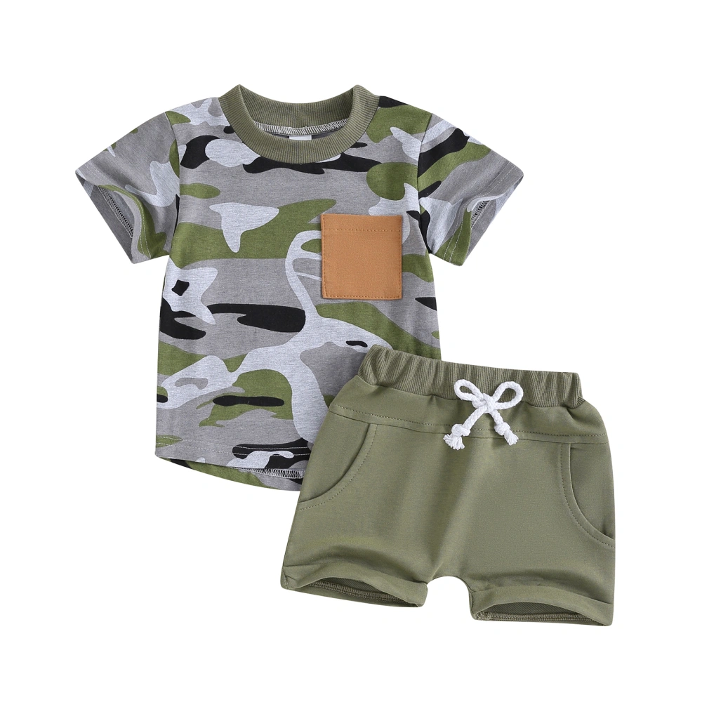 Toddler Boys Summer Outfits Camouflage Pocket T-Shirts Tops Shorts