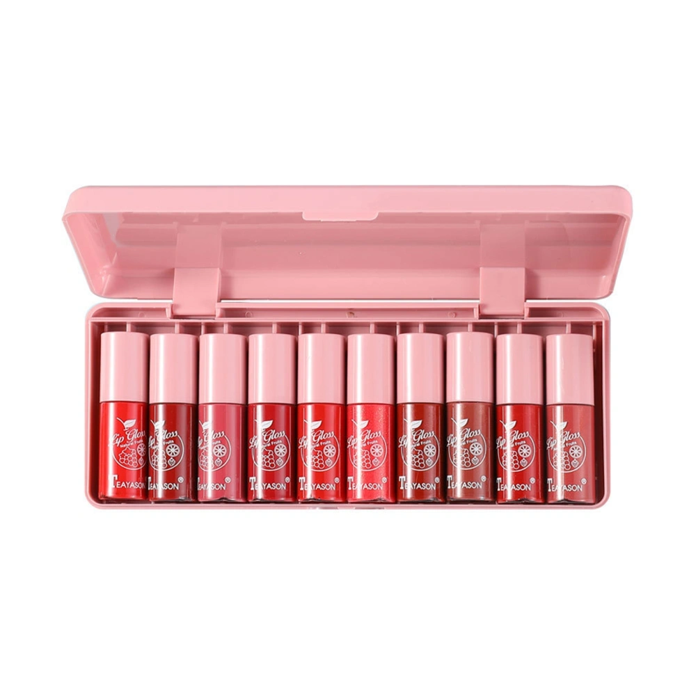 10pcs Lip Gloss Set, Glitter Moisturizing Lip Tint Lipsticks Cosmetics