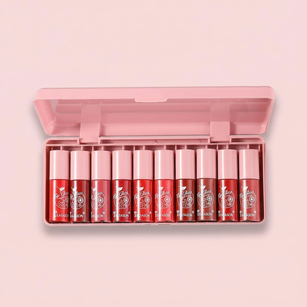 10pcs Lip Gloss Set, Glitter Moisturizing Lip Tint Lipsticks Cosmetics
