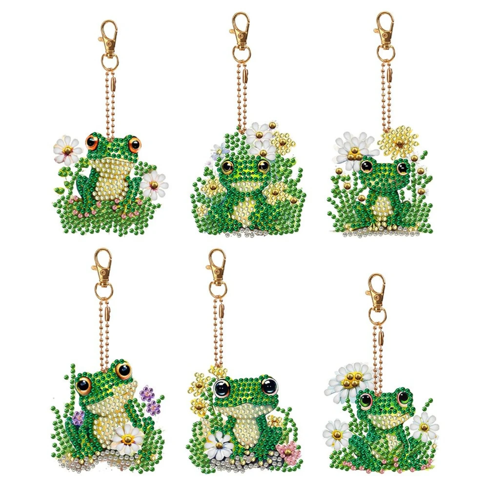 Frog Diamond Painting Keychains Double Sided DIY Full Drill Key Chains