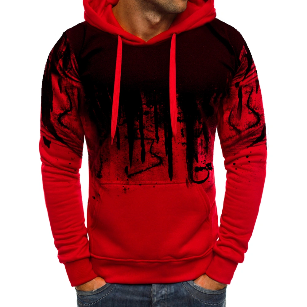 Men's Oversized Hood Sweatshirt, 3D Printed Long Sleeve Loose Hoodies 