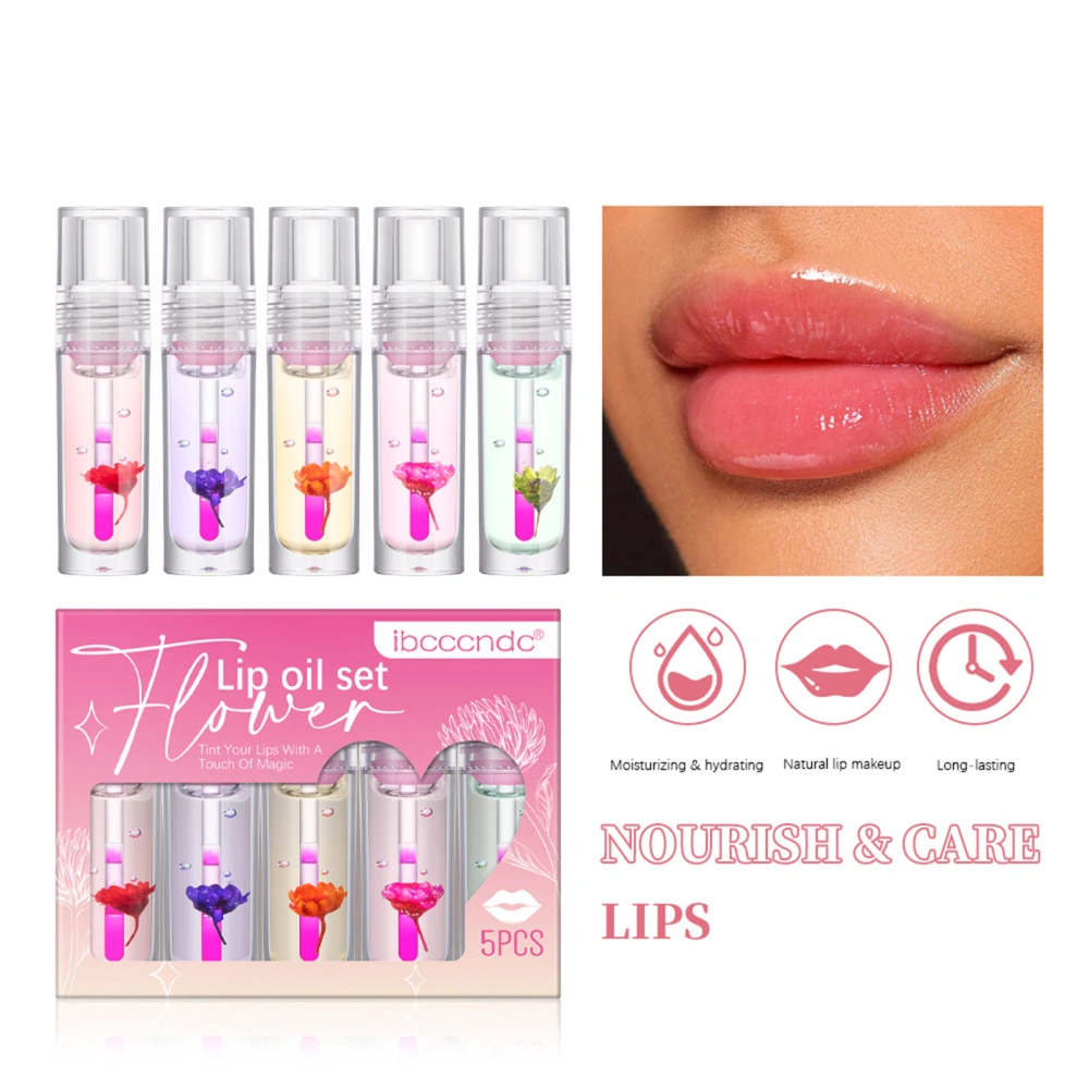 Color Changing Lip Oil Moisturizing Lip Gloss Tint Flower Lip Glow Oil