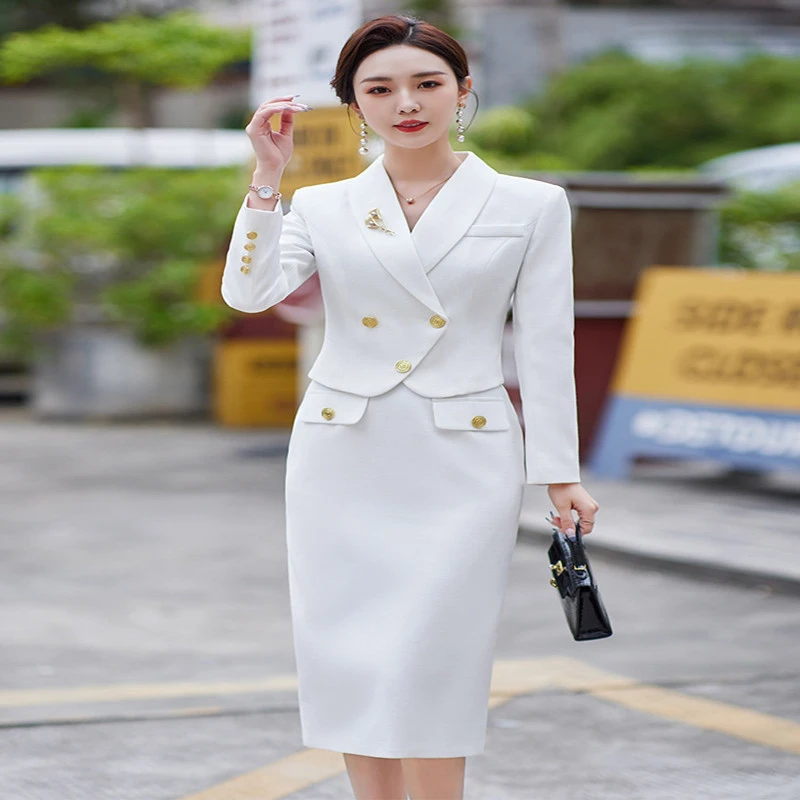 New Temperament Leisure Formal White Blazer For Women