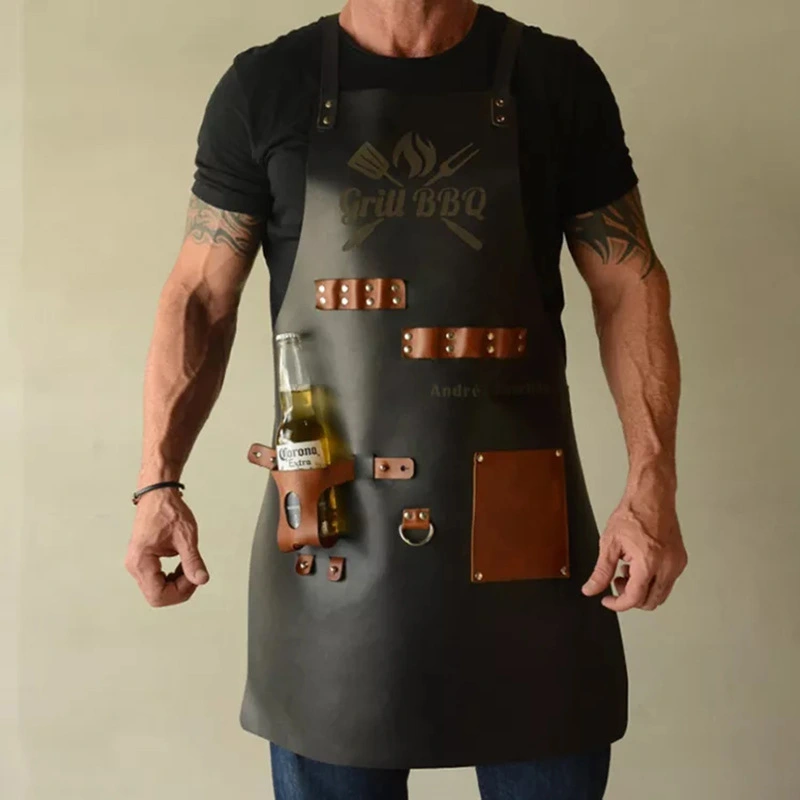 Bottle Cover Multifunctional Oil-proof Work PU Leather Waterproof Apron