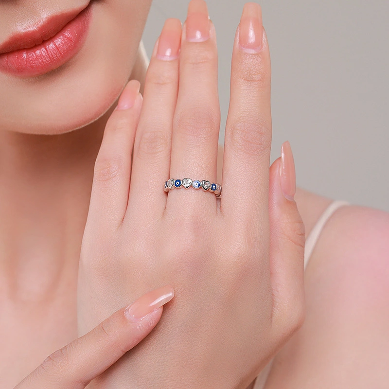 S925 Sterling Silver Heart Zircon Ring