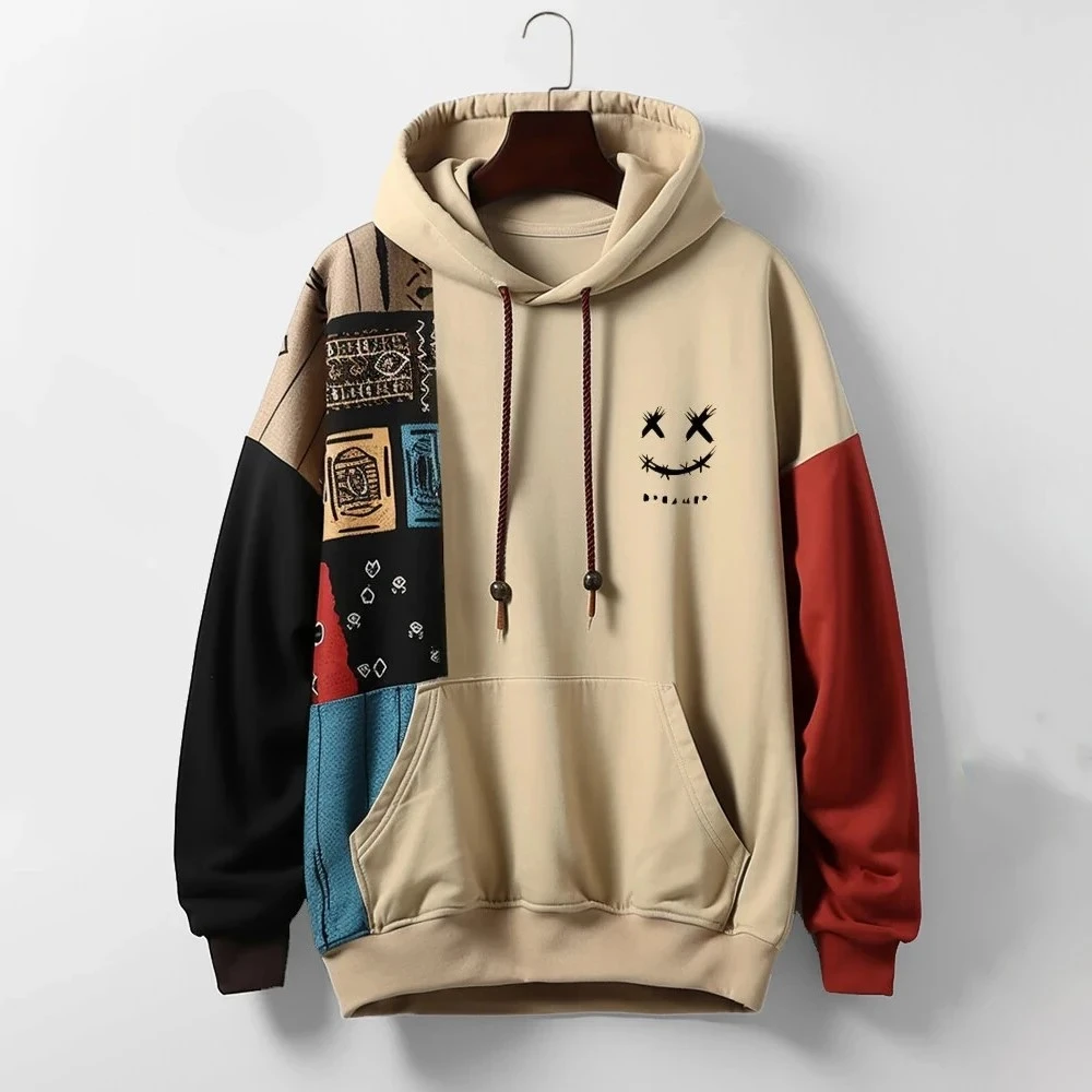 Men's Fashion Casual Vintage Pattern Hooded Sweater