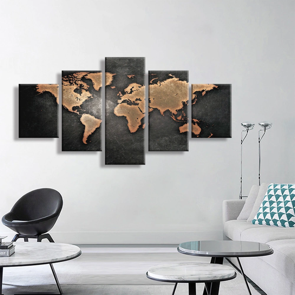 Five World Maps Oil Painting Core