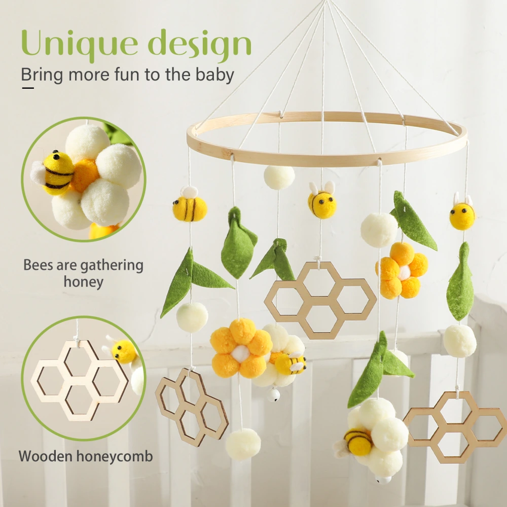 Bee Flower Bed Bell Stroller Bed Toy Newborn Baby Rattle Hanging Honeycomb Soothing Wind Chimes