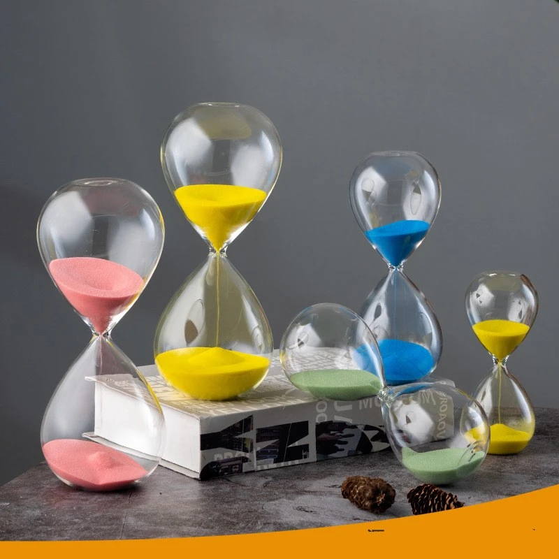 Glass Transparent Drop Shape Hourglass Timing