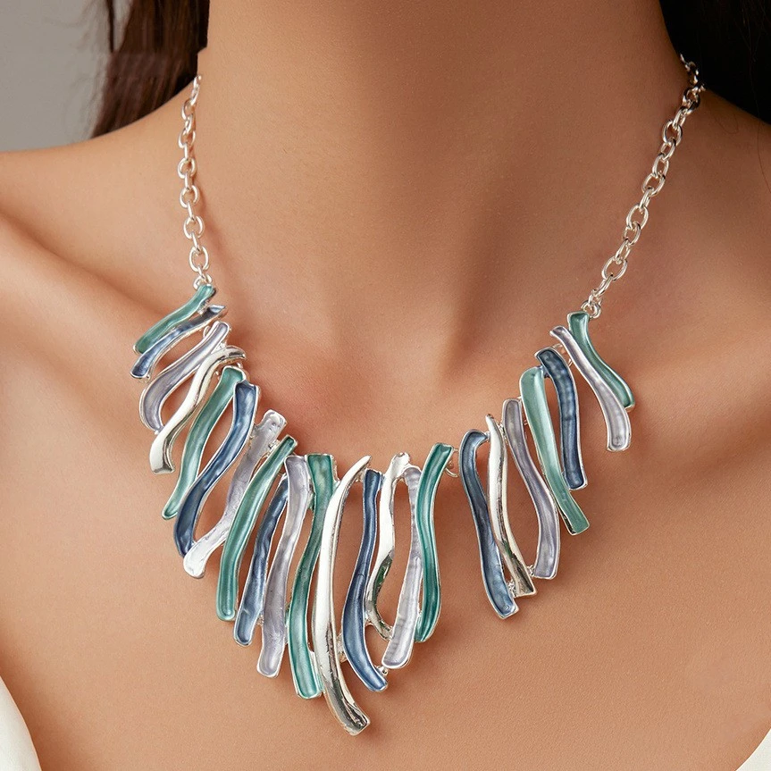 Colorful Line Alloy Necklace Creative Irregular