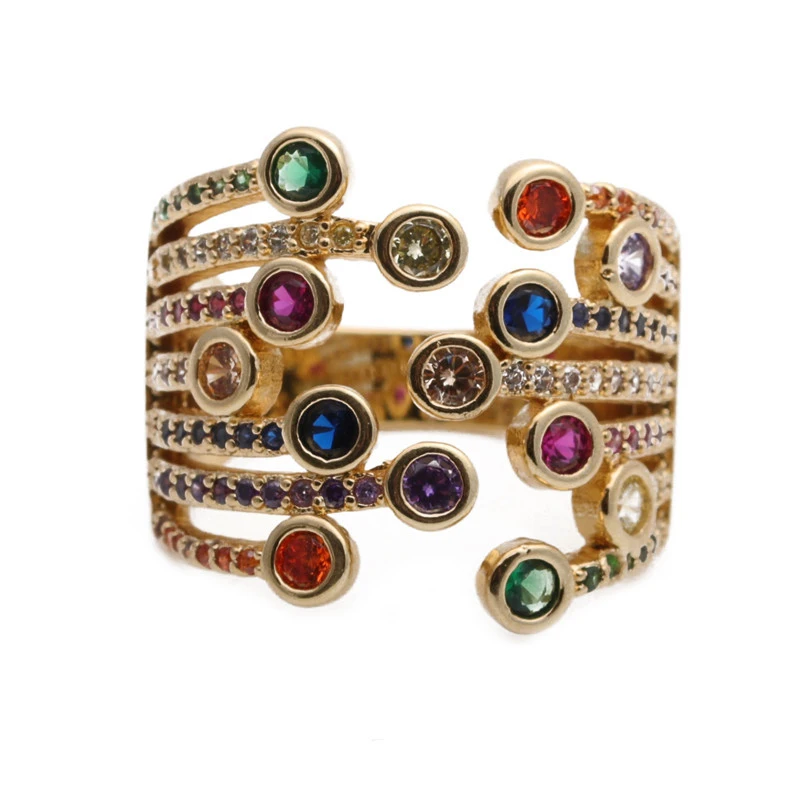 European And American Multi-layer Open-end Zircon Ring