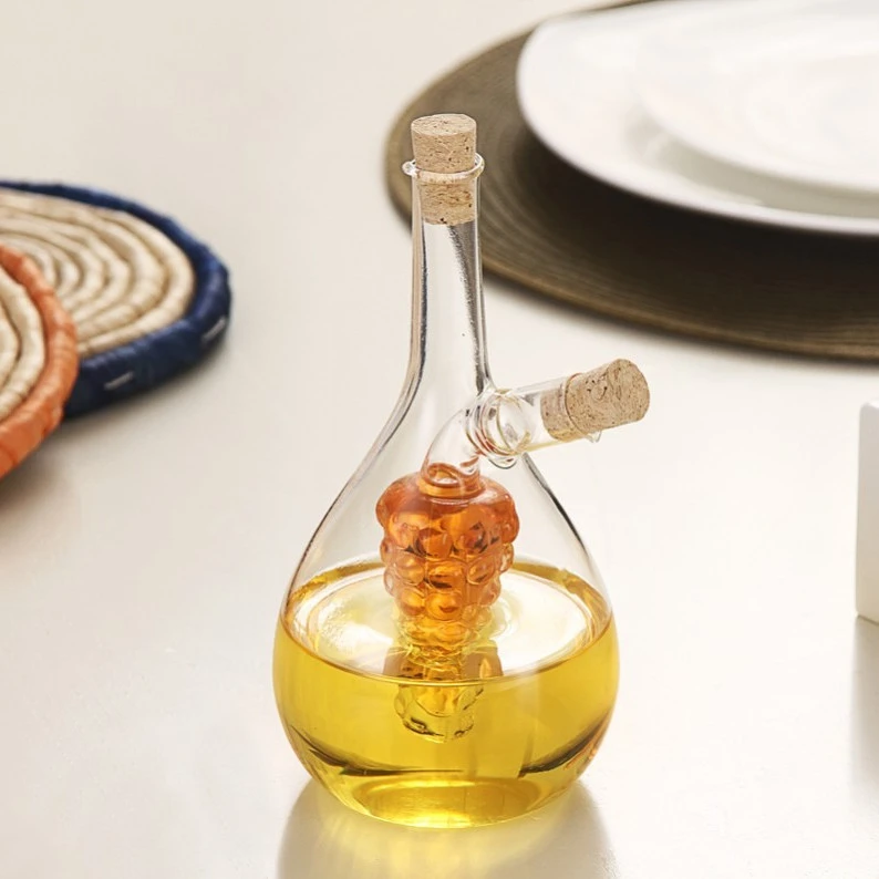 Shaped Glass Vinegar Pot With Cork Stopper