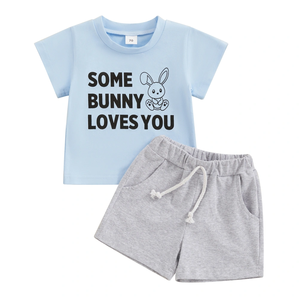 Short Sleeve Tops + Elastic Waist Shorts 2 Piece Boy Easter Set