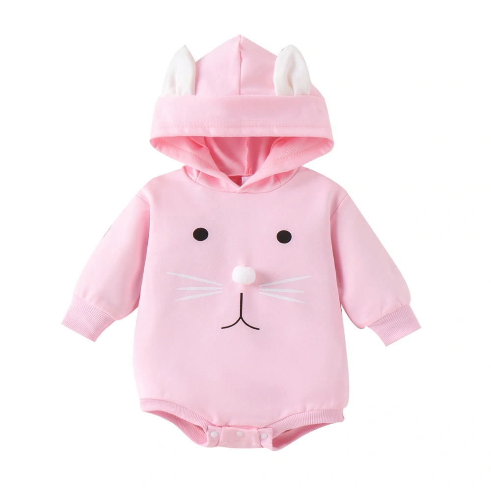 Baby Girls Long Sleeve Bunny Print Casual Sweatshirt Hoodie Romper