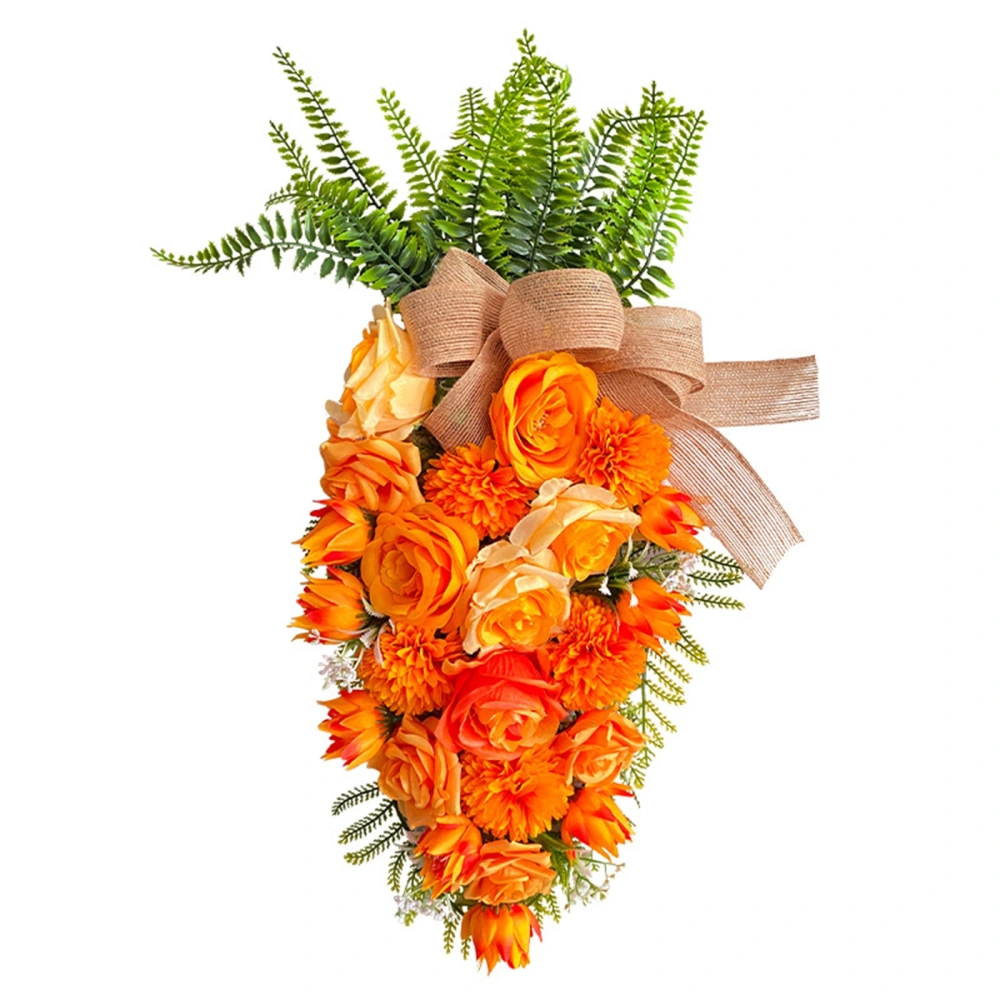 Easter Carrot Wreath Artificial Flowers Spring Swag Teardrops Garland