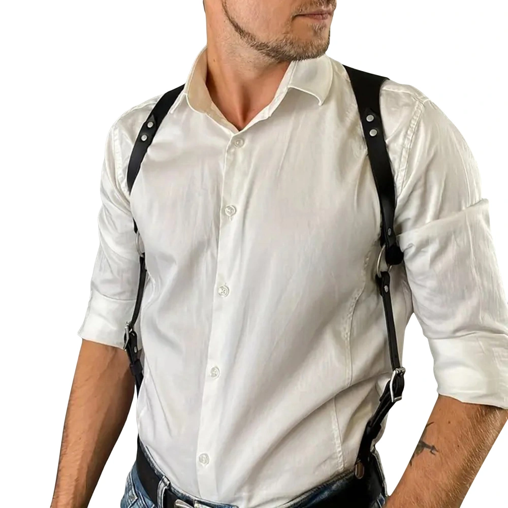 Men PU Leather Suspender, Chest Harness Adjustable Shoulder Harness