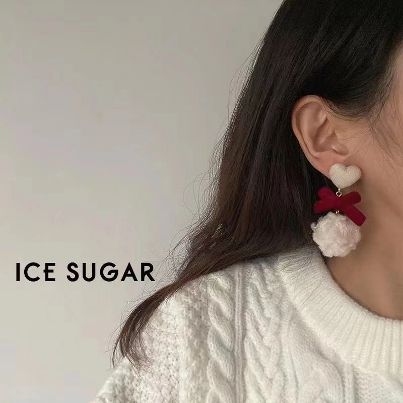 Red Velvet Bow Earrings for Women Girls Geometric Dangle Earrings Gift