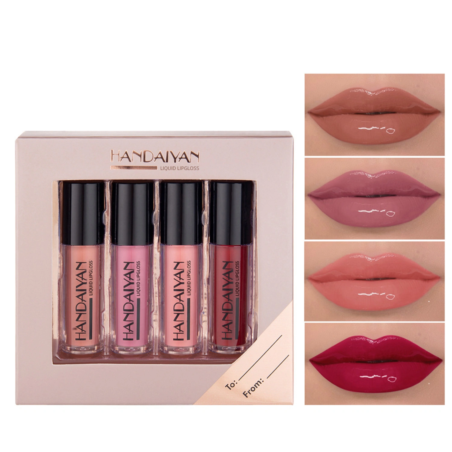 4PCS Mirror Matte Lip Gloss Set, Pearlescent Plumping Lipstick