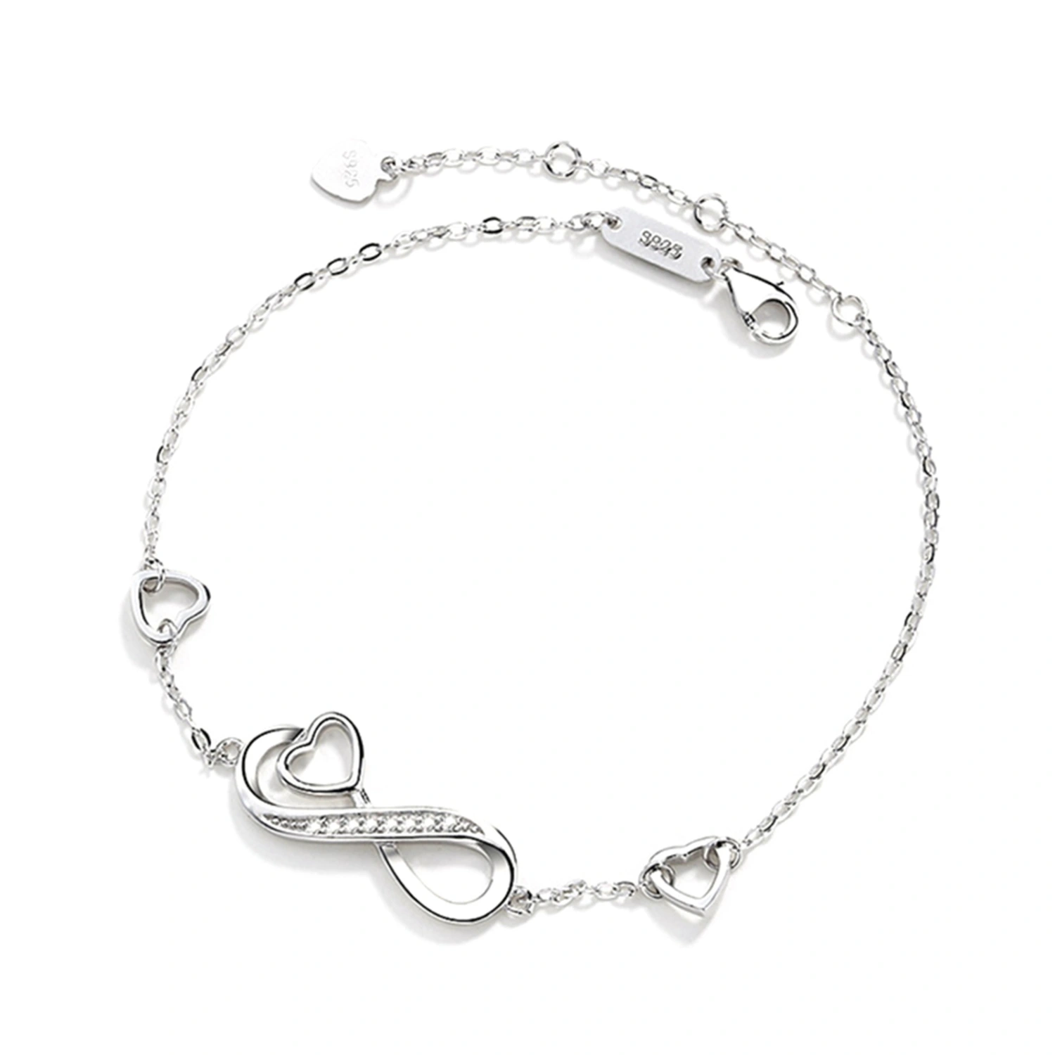 Women 925 Sterling Silver Bracelet Heart Bracelet Valentine Day Gifts