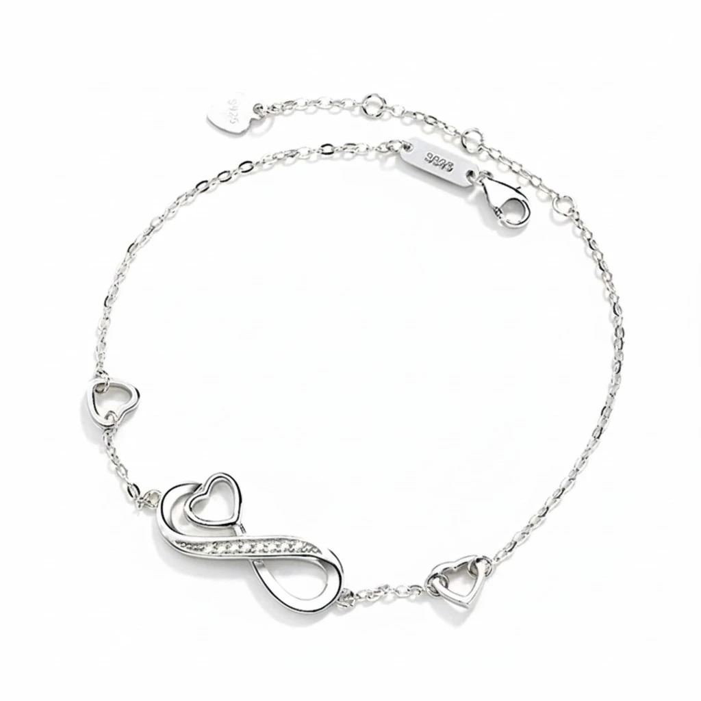 Women 925 Sterling Silver Bracelet Heart Bracelet Valentine Day Gifts