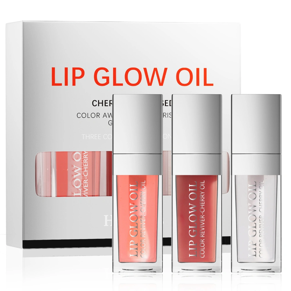 3pcs Lip Oil Set, Long-lasting Moisturizing Lip Gloss Lip Glow Oil