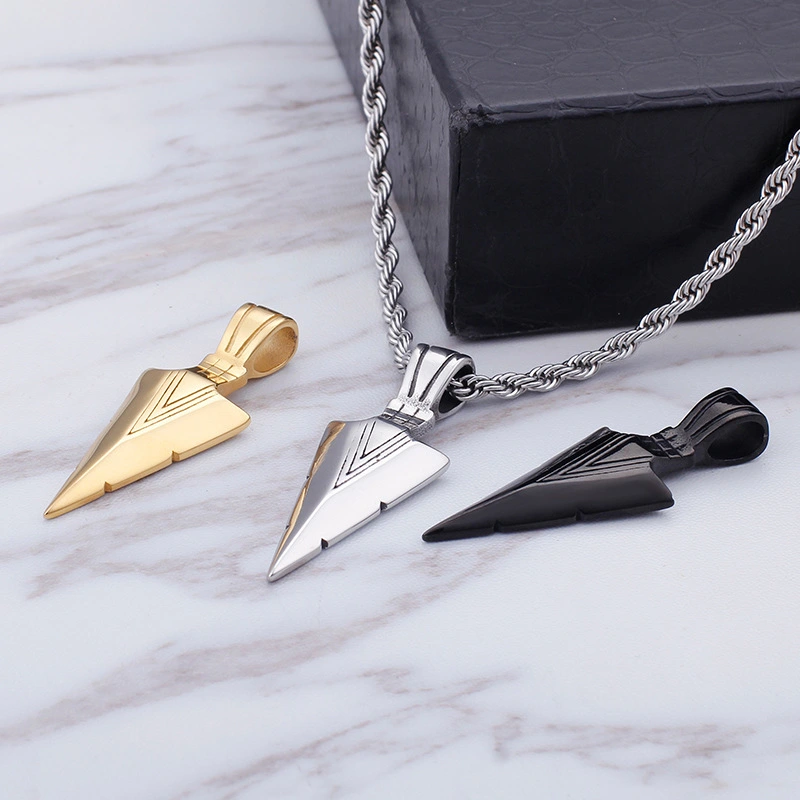 Triangle Pendant Necklace Personality Spearhead Pendant Stainless Steel Men's Jewelry