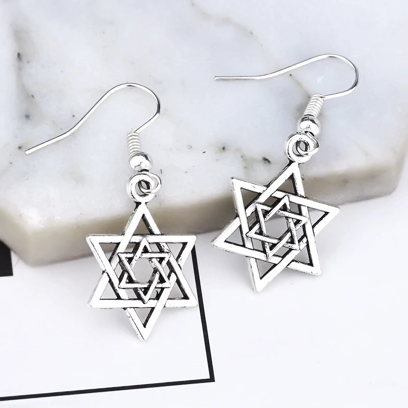 Simple Alloy Plating Hollow Six-pointed Star Earrings Temperament Wild