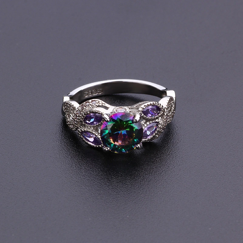 Hesheng Zinc Hot Hot Sale Colorful Water Drop Oval Zircon Women's Ring Silver Plated Exquisite Jewelry