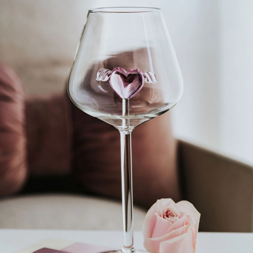 Creative Glass Goblet Pink Love Wine Glass Cocktail Glass Couple's Cups Gift