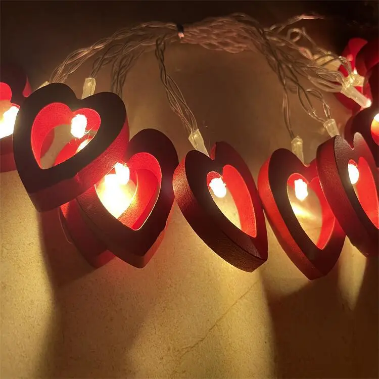 LED Wood Love Heart Lighting Chain String