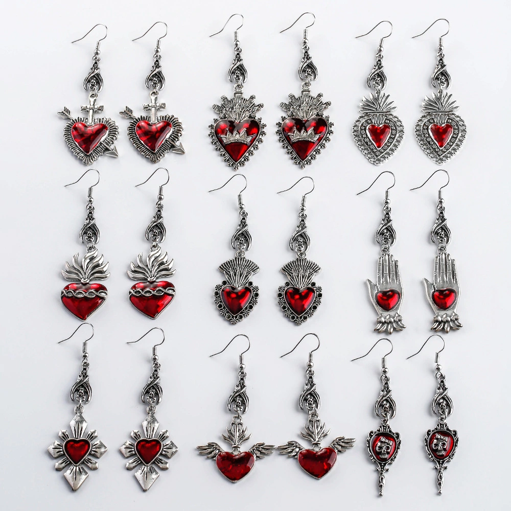 Dark Gothic Style Retro Alloy Enamel Earrings Ornament