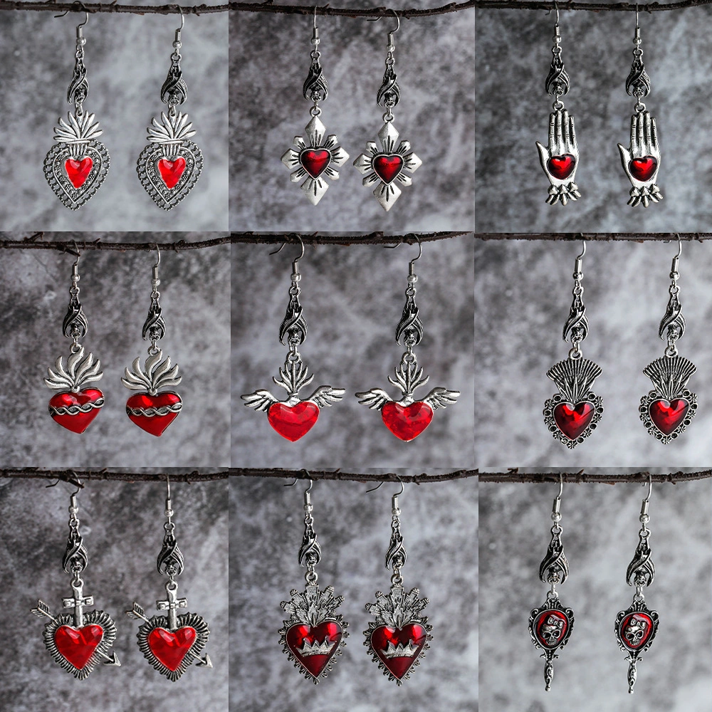 Dark Gothic Style Retro Alloy Enamel Earrings Ornament