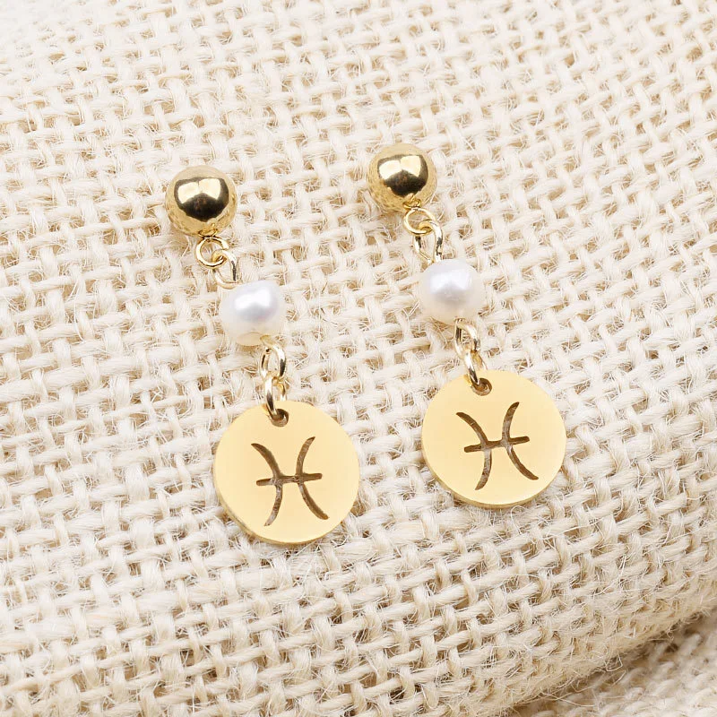 Stainless Steel Twelve Constellation Earrings