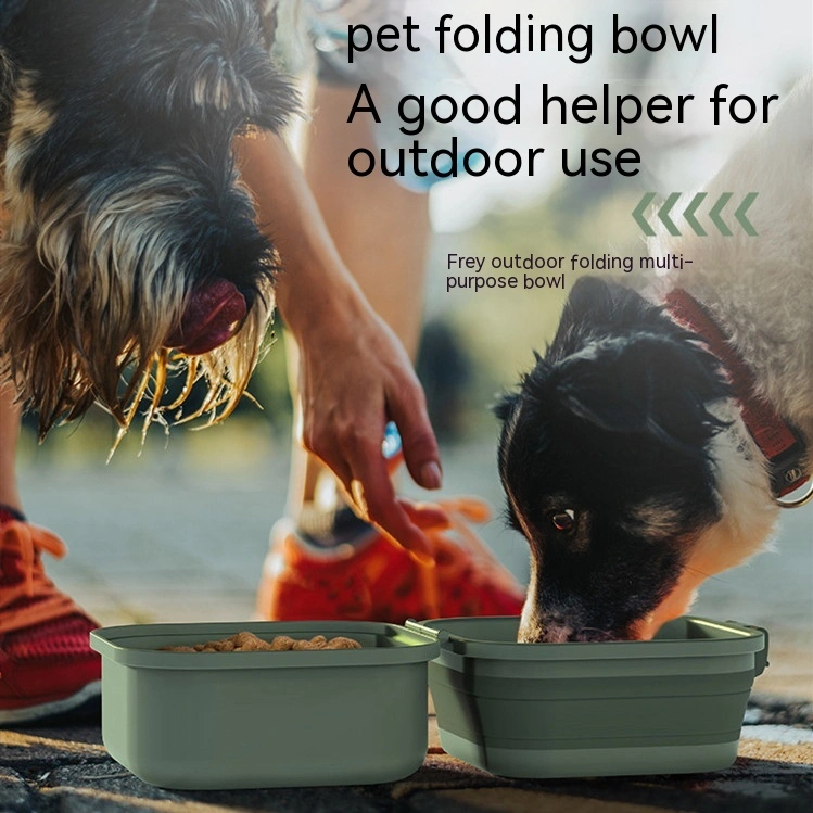 Dog Outdoor Folding Bowl Double-layer Drinking Water